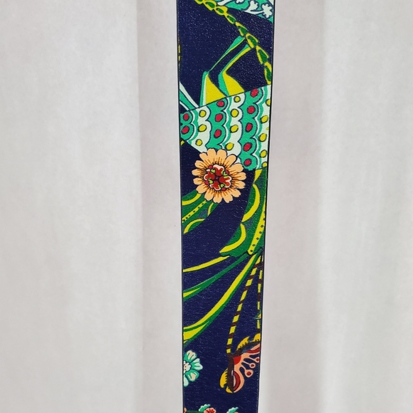 NWT Patricia Nash -Birds Of Paradise Vietri 1.25" Blue/Silver Belt Sz L Leather - Picture 10 of 12